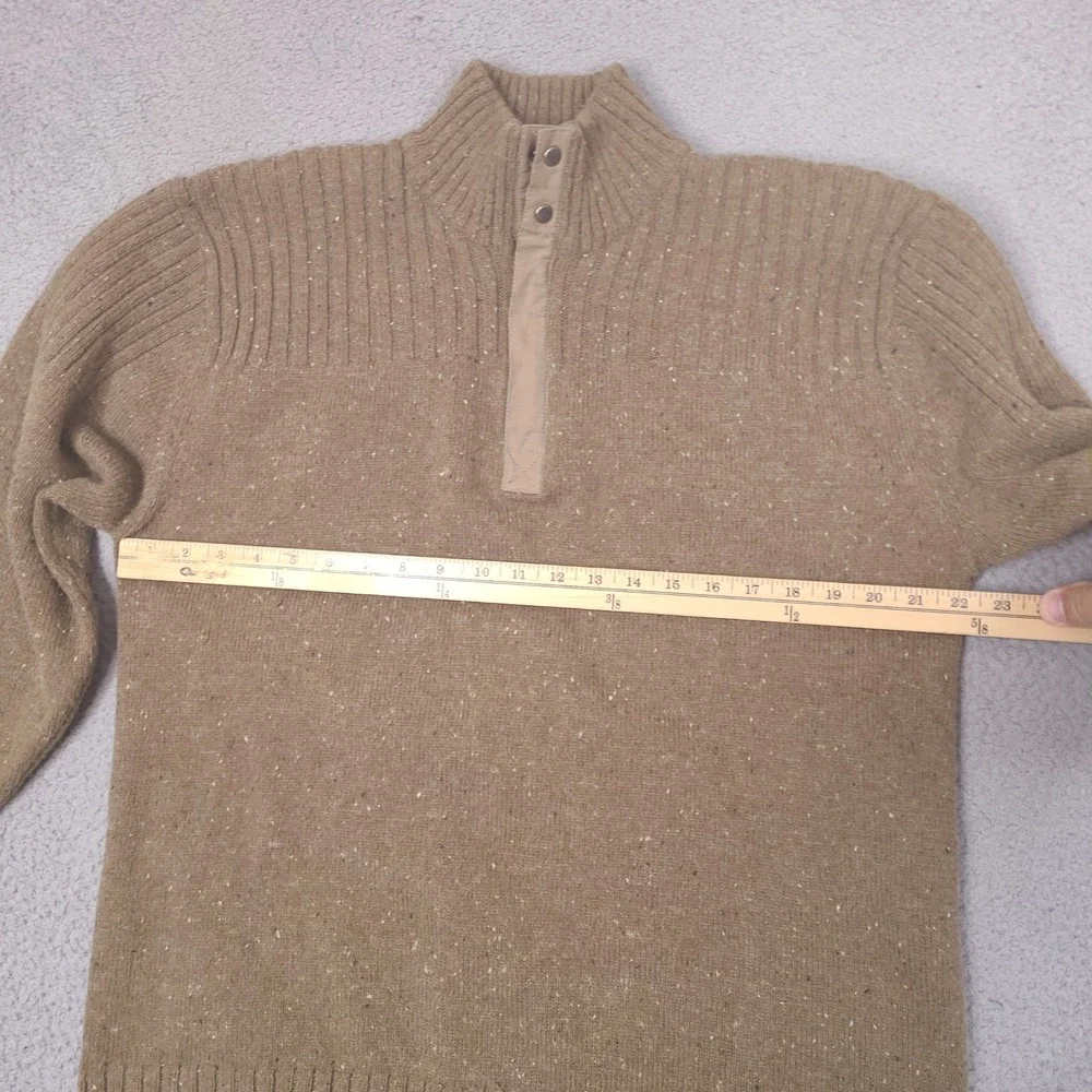Columbia Sweater Mens XL Brown Speckled Pullover 1/4 Zip XCO Cotton‎ Wool Blend